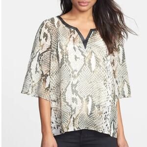 Anthropologie Pleonie Snakeskin Kimono Blouse V-Neck Small